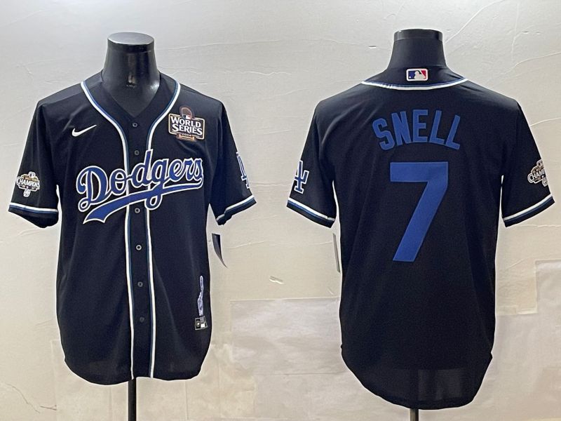 Men Los Angeles Dodgers 7 Snell Black Fashion Game 2025 Nike MLB Jersey style 30611